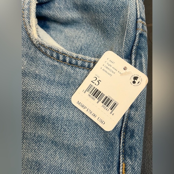 Free People Maggie Midrise Straight Jean, Size 25, NWT, Light Stone - Picture 9 of 14